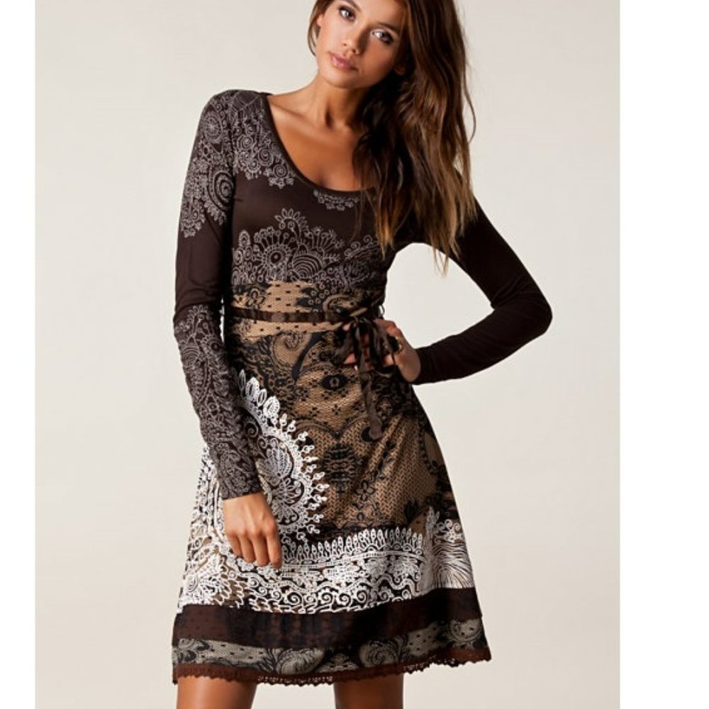 DESIGUAL Tisdale Dark Brown Dress - M (PRE-OWNED)